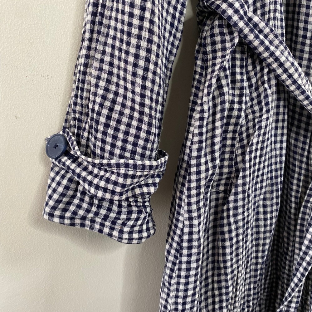 Lauren Conrad‎ Gingham Trench Coat Ruffled Lightweight Waist Tie Women's  Small - Picture 6 of 8